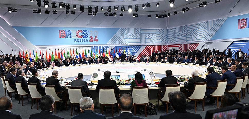 cc The Presidential Press and Information Office of Azerbaijan, modified, https://en.m.wikipedia.org/wiki/File:2024_BRICS_Summit_%281729759568%29.jpg